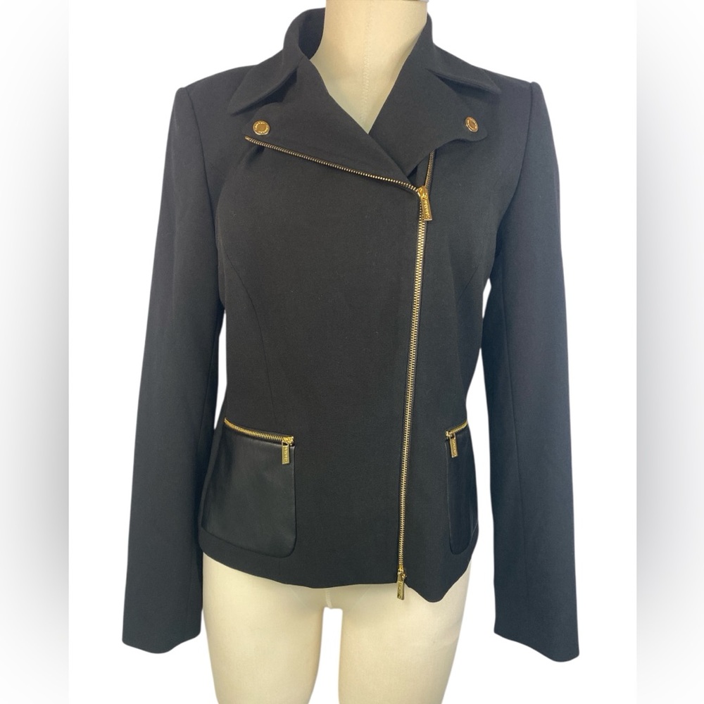 Calvin Klein (NWT) Black Full Zip Up Jacket with Gold Accents Women’s Size 8